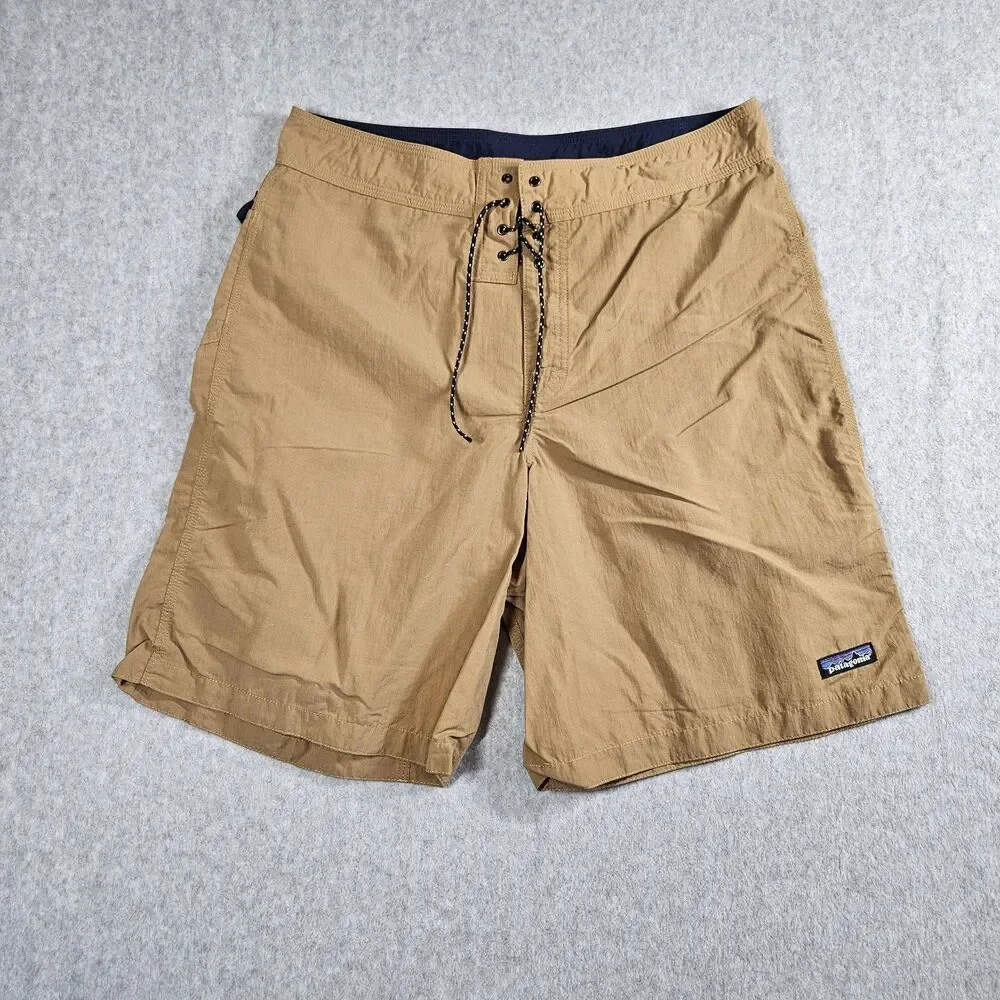 Patagonia Shorts Mens 34 Brown Beige Board Swim Trunks Beach Drawstring